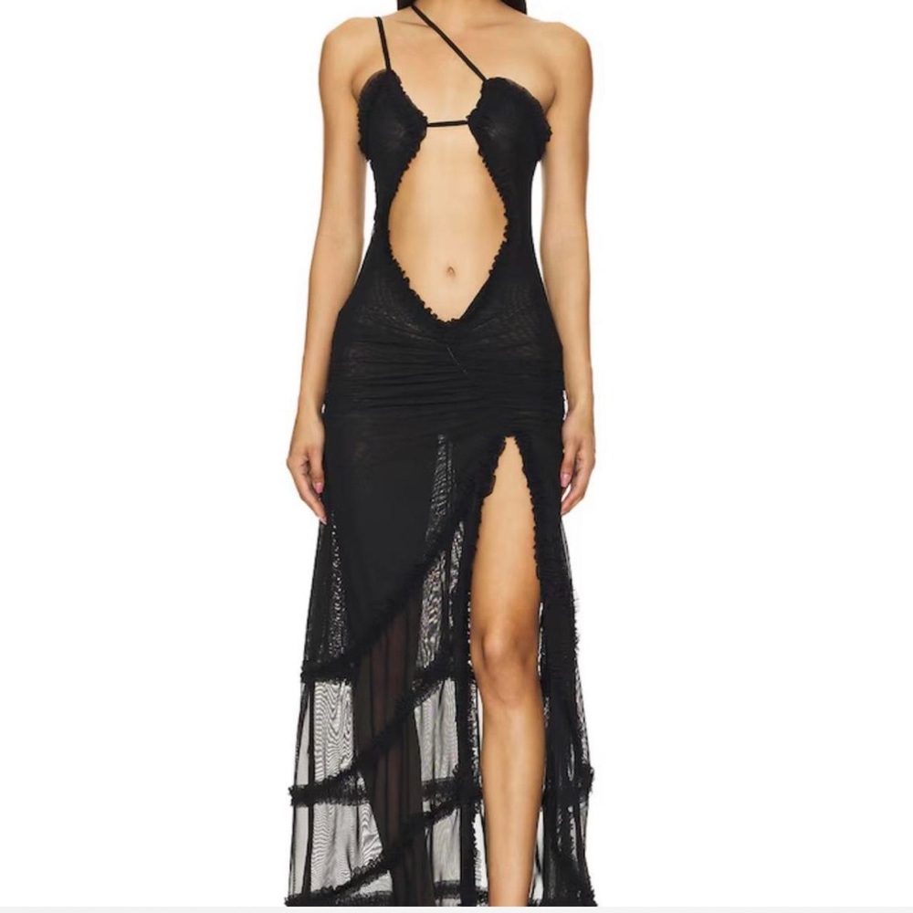 Jaded London Fatale Black Lace Cutout Maxi Dress